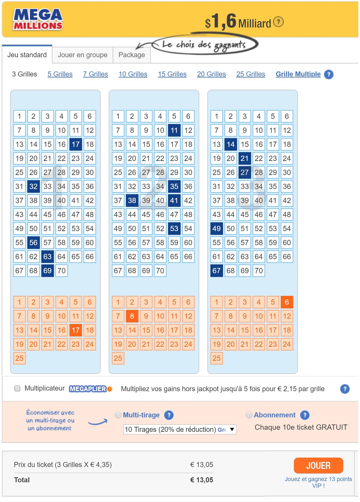 jouer ses grilles Mega Millions sur le site The Lotter