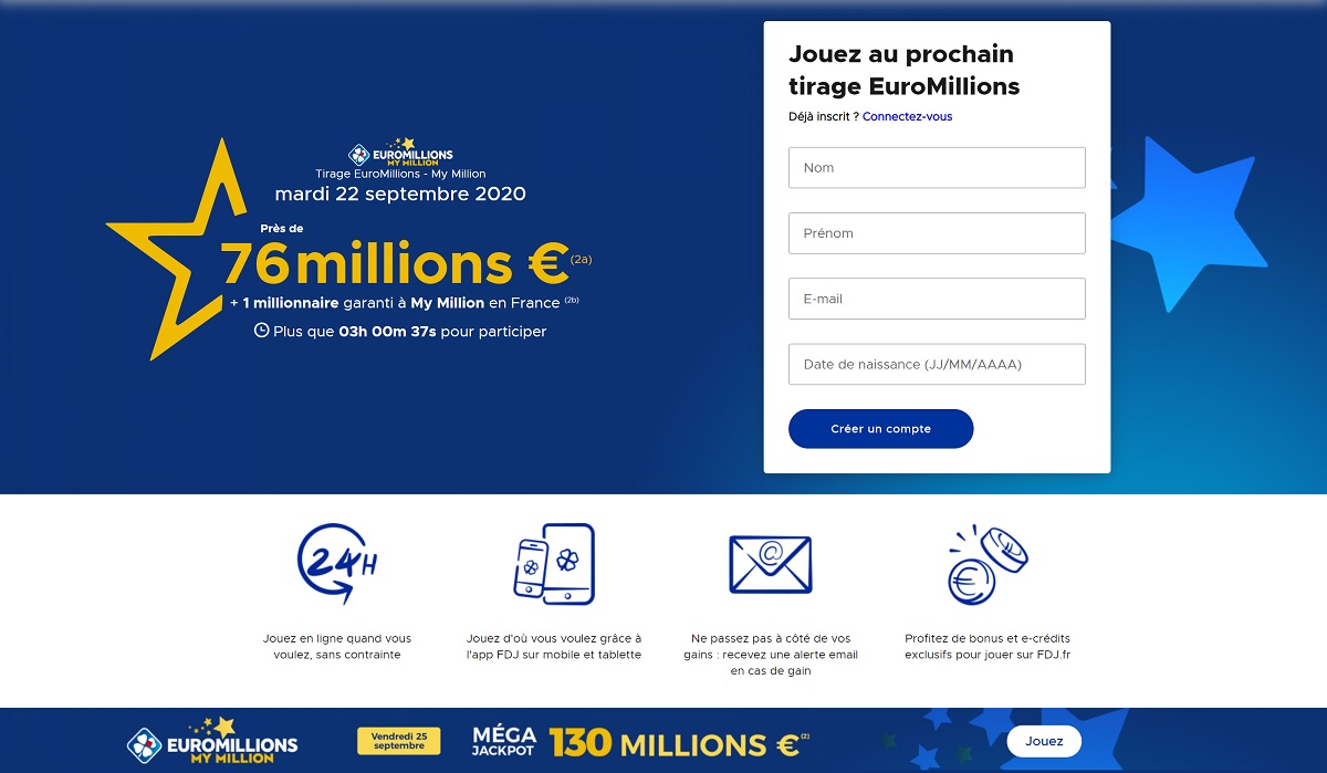 ouvrir un compte FDJ.fr pour jouer a euromillions