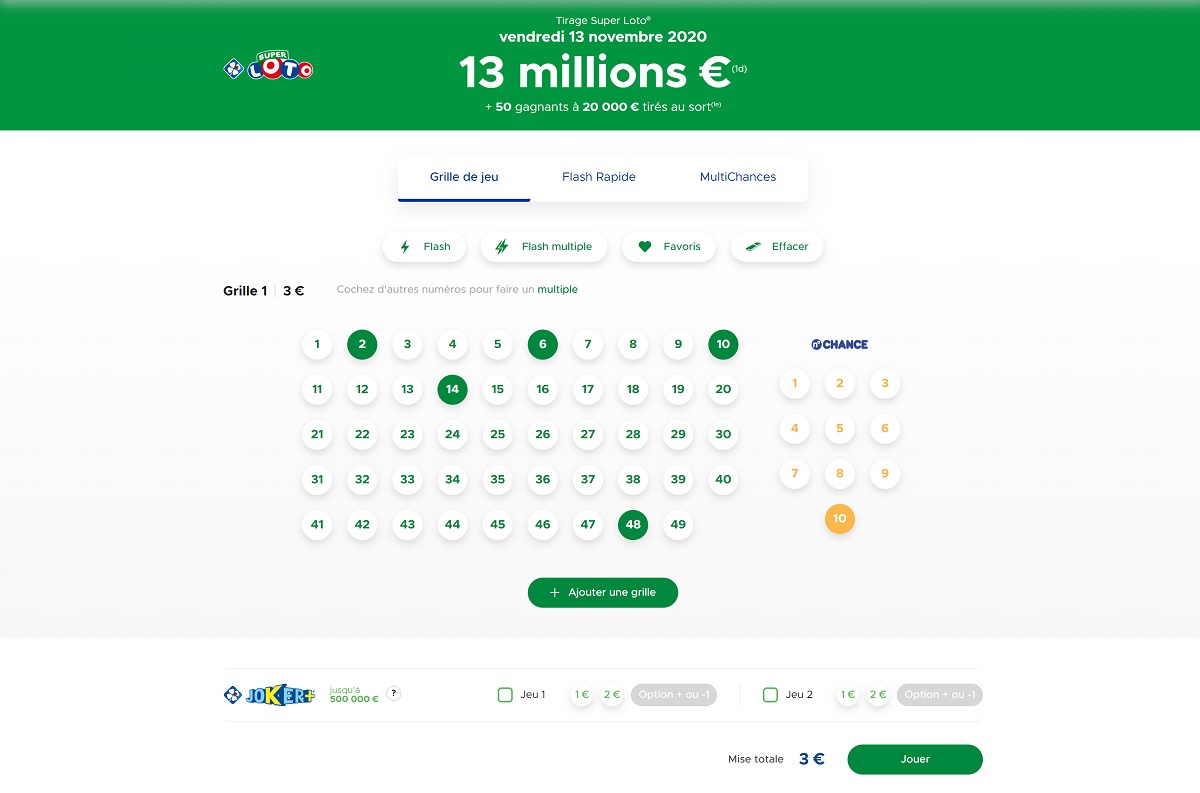 jouer une grille Super loto en ligne