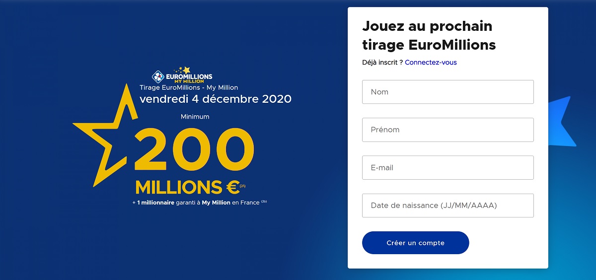 jouer a Euromillions pour 200 millions d'euros ce vendredi 4 décembre 2020