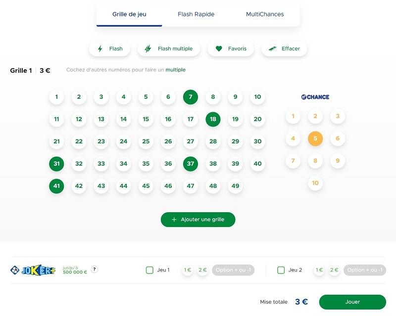 Une grille simple validée pour le Super Loto de la Saint-Valentin