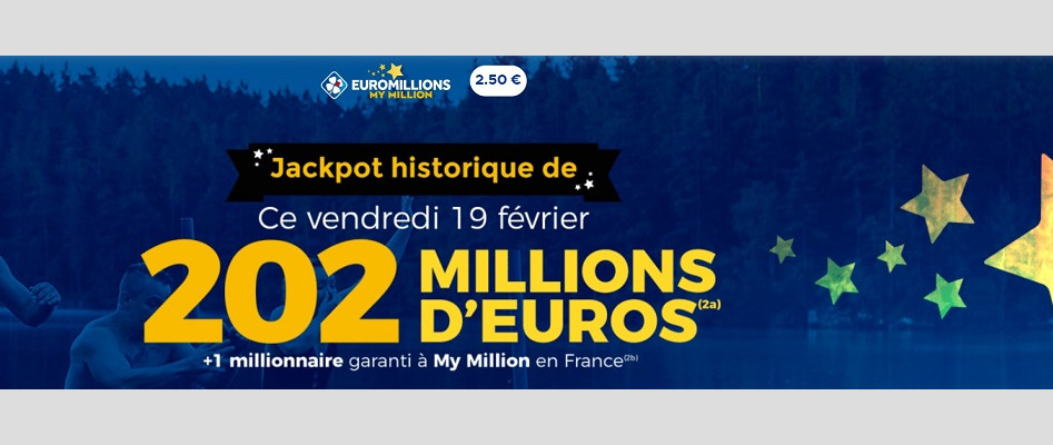 Euromillions : record historique avec un jackpot de 202 millions d’euros en jeu ce 19 février 2021