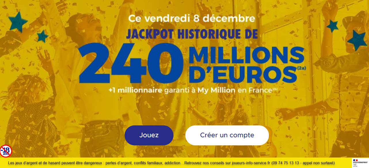 Jouer à EuroMillions ce vendredi 8 décembre 2023